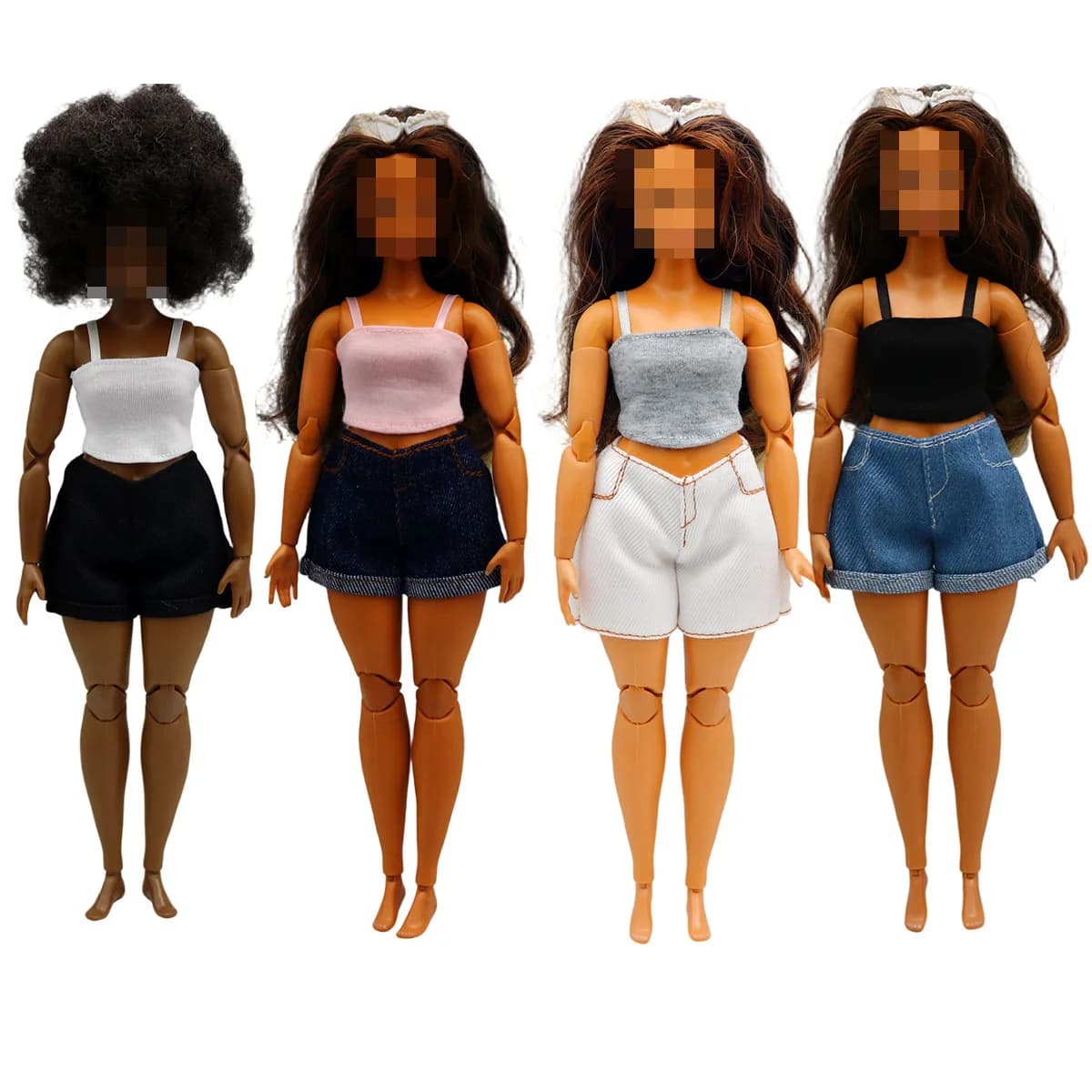 Nuovo 30 cm 1/6 bambola jeans pantaloncini dolcevita gilet set abbigliamento quotidiano vestiti per accessori per bambole Barbie curvy