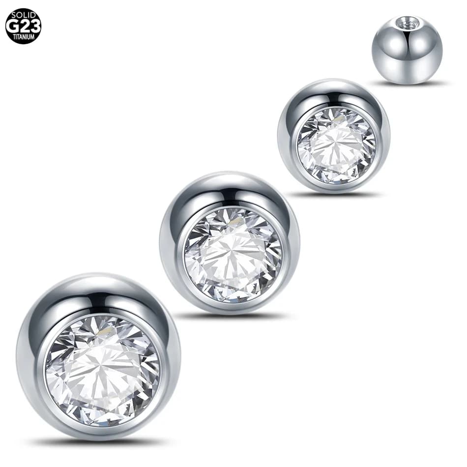 10 Pz G23 Titanio Filettatura Esterna Sfere di Cristallo Vite di Ricambio per Capezzolo Labret Lingua Bilanciere Naso Anello Sopracciglio