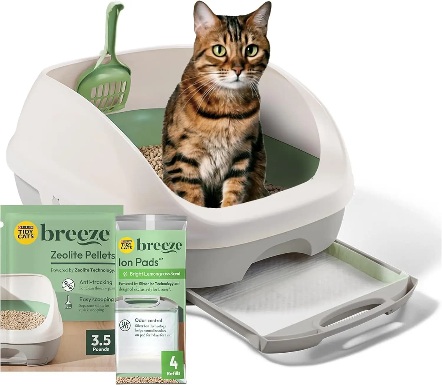 Sistema Lettiera per Gatti Easy-Clean con Cuscinetti Anti-Odore e Pellet Senza Polvere per una Cura degli Animali Domestici a Bassa Manutenzione