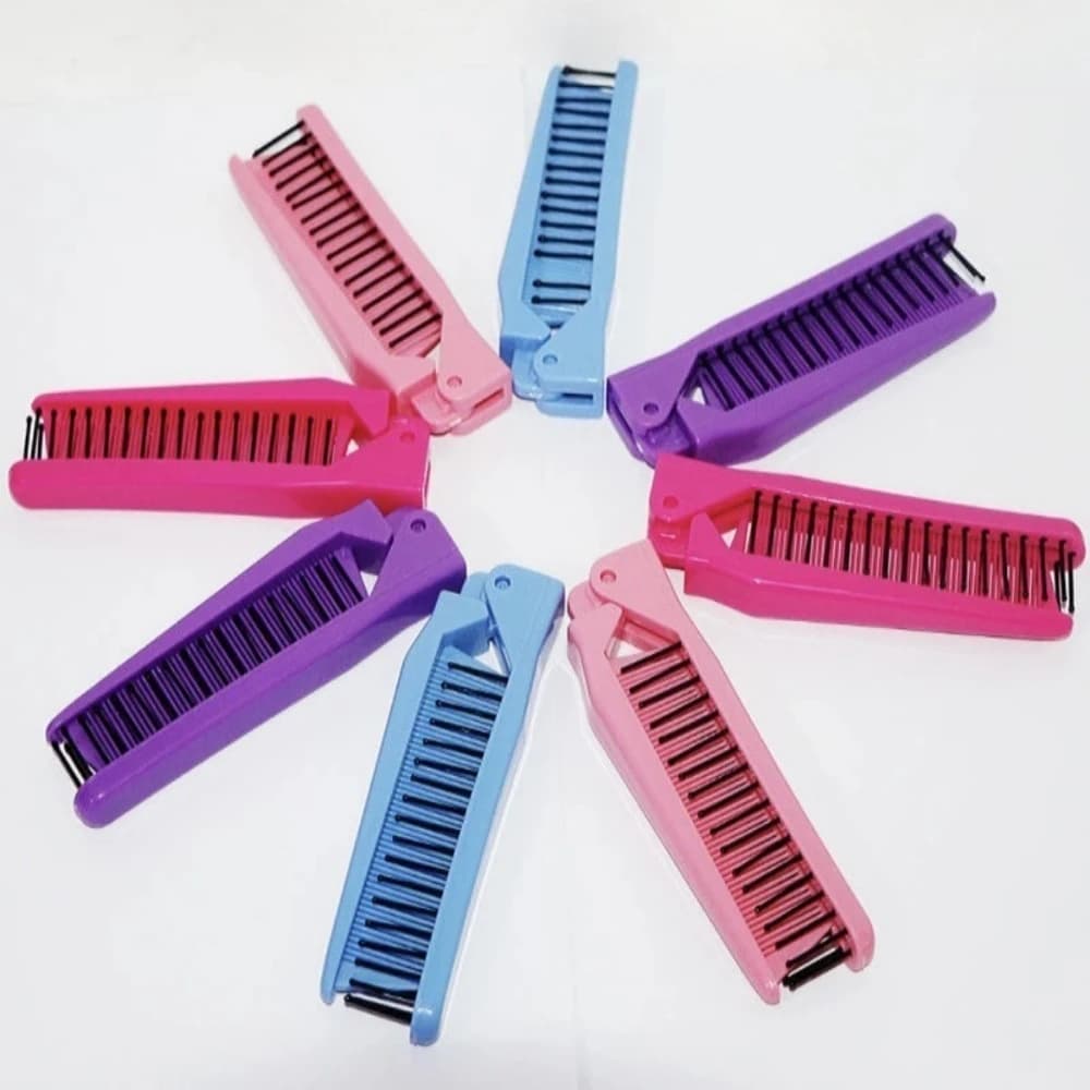 Pettine Pieghevole da Viaggio Antistatico per Styling e Massaggio, Strumento Professionale per Acconciature, Speciale per Capelli Veri e Parrucche, Portatile