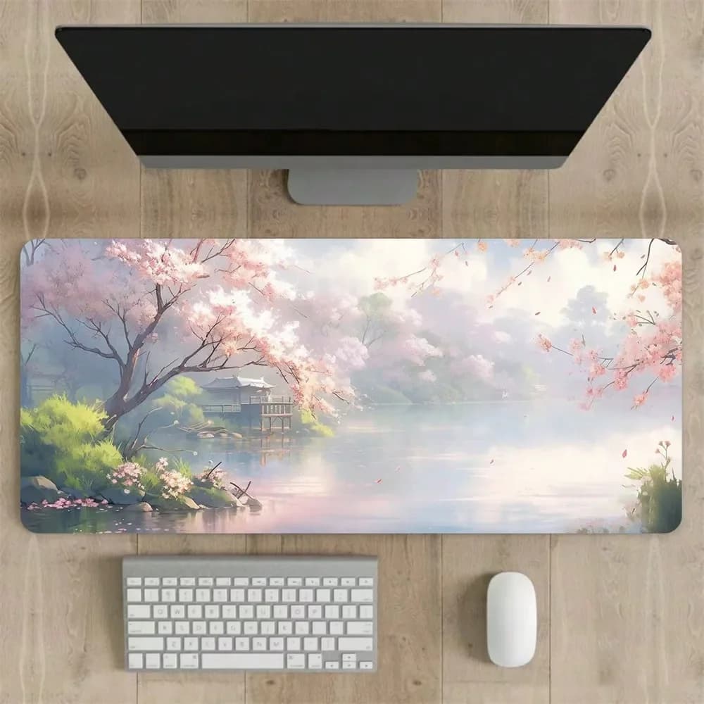 Tappetino per mouse con paesaggio estetico del Giappone, tappetino per tastiera da ufficio di grandi dimensioni, tappetino per tastiera da computer, materiale in gomma lavabile, tappetino per mouse da gioco per il ritorno a scuola, accessori da scrivania, forniture per ufficio, accessori per scrivania, tappetino per mouse, tappetino per mouse da scrivania