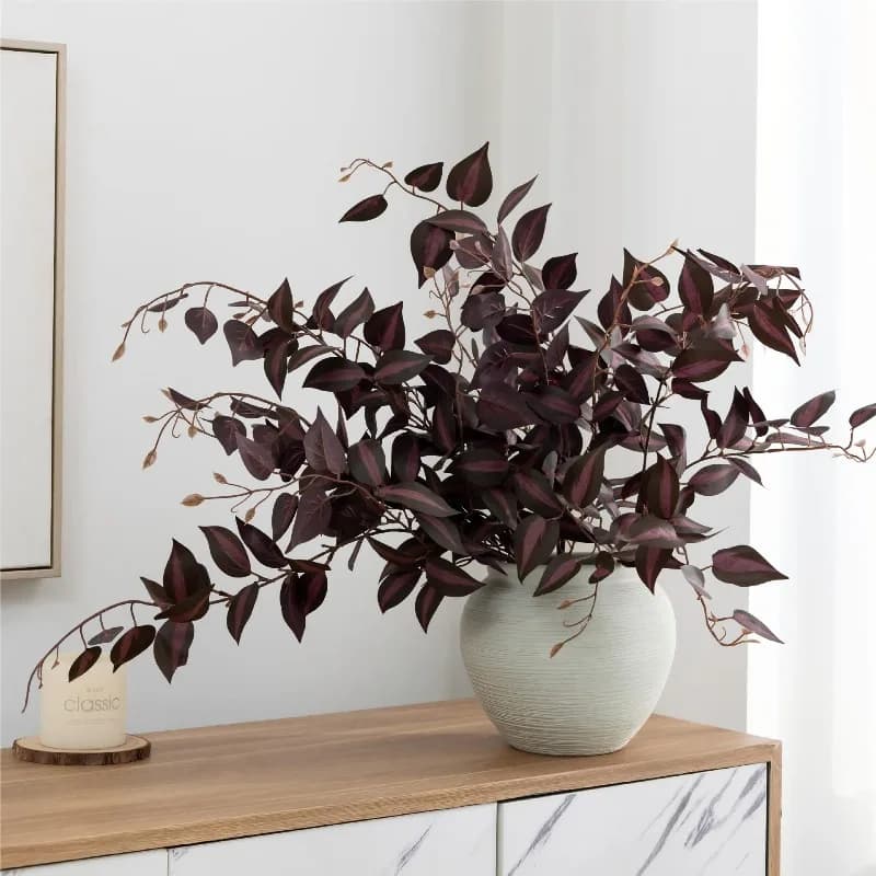 Artificial Purple Wandering Jew Plant Stems Faux Tradescantia Zebrina for Home Wedding Party Vase Decor