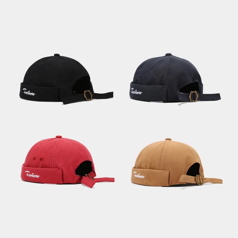 Vintage Washed Cotton Docker Hat Unisex Brimless Melon Cap Streetwear Adjustable Casual Hat