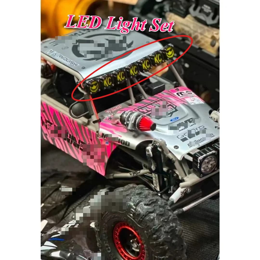 RC Crawler Scale KC‑Style Simulation LED Light Set Customized For 1/10 RC Offroad Vehicle Non‑damage Mount Upgrade Accessories