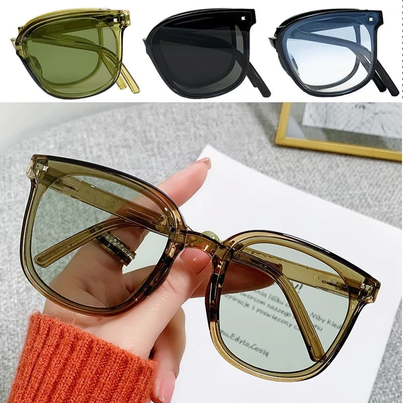Fashionable Women Folding Sunglasses Outdoor UV400 Unisex Portable Collapsible Glasses Summer Wild Colorful Square Eyewear