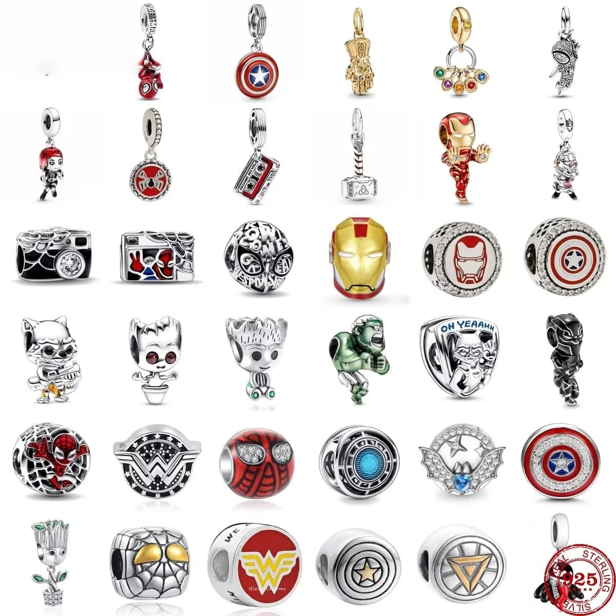 Offerta Speciale Miniso Charm in Argento 925 per Bracciale Originale Hero Man, Ciondoli e Perline Ispirati a Personaggi di Film e Anime
