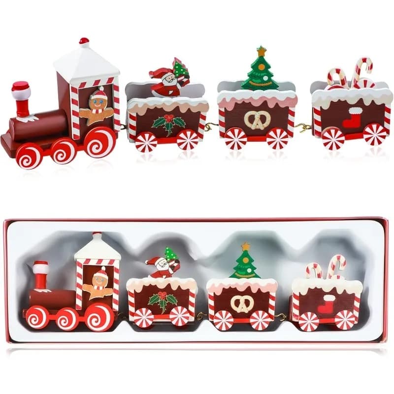 1Pcs Wooden Mini Train Christmas Decoration Reindeer Snowflake Decor for Home Decor Xmas Tree Hanging Navidad New Year 2026 Gift