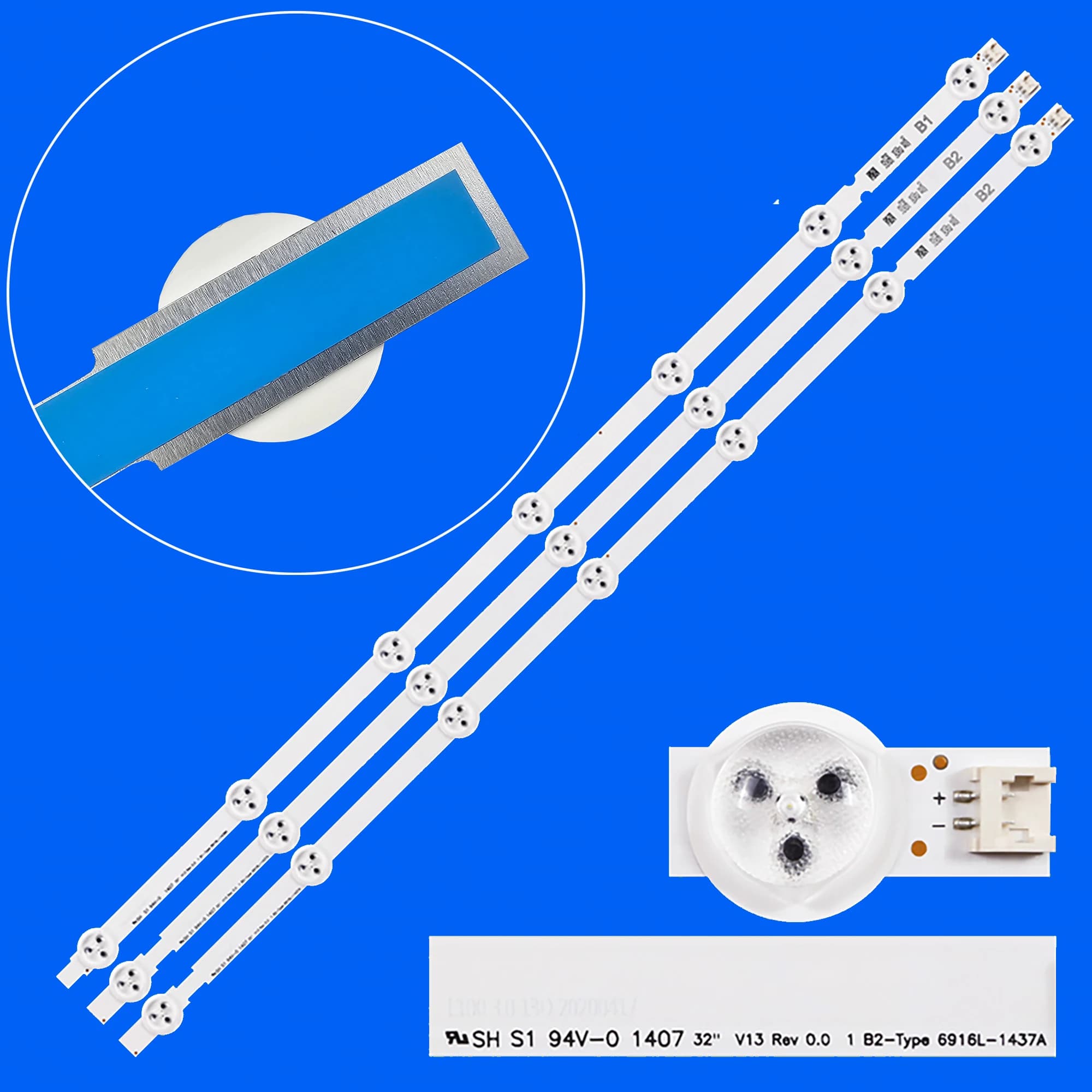Striscia di retroilluminazione a LED per 32" ROW2.1 Rev 32LA620V 32LN5400 6916L-1437A 6916L-1438A LC320DUE-SFR1 32LP631H 32LP360H 32LA620S-ZA