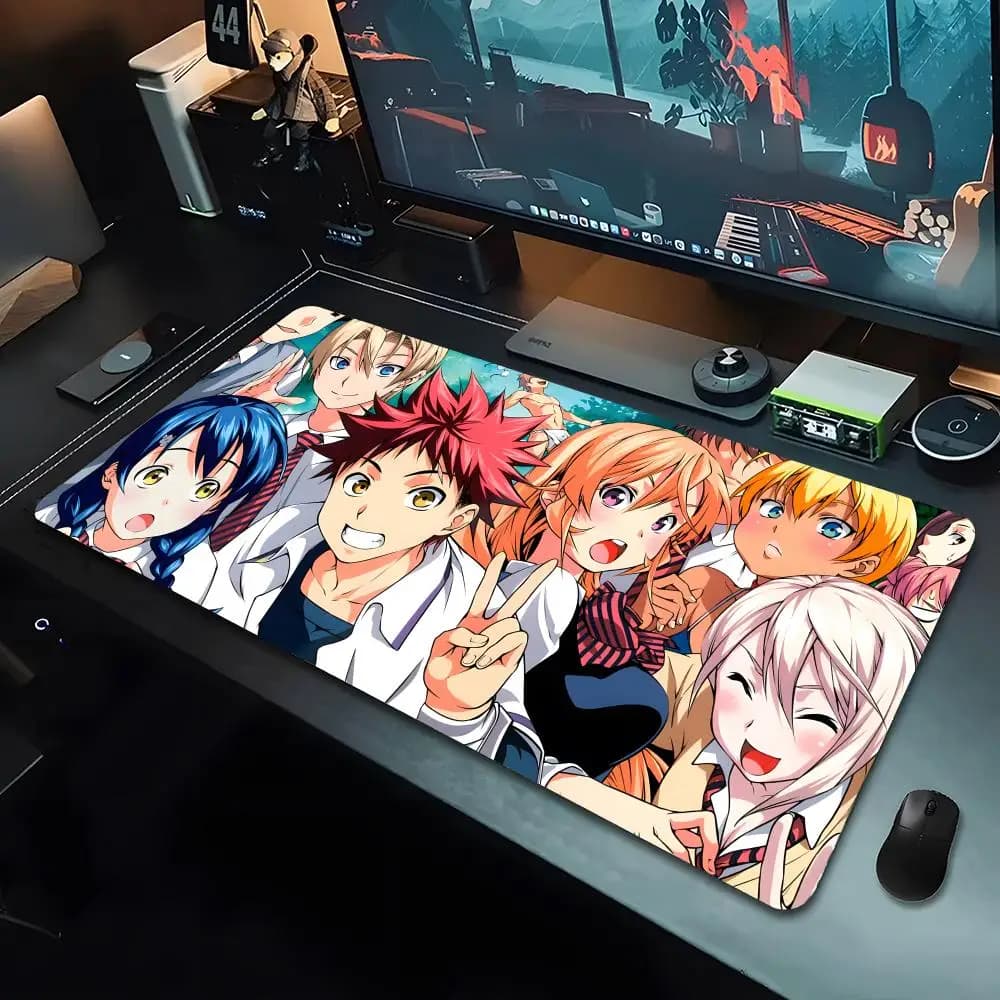 Tappetino per mouse anime F-food W-wars, grande, da gaming, con bordi rinforzati, spesso, per tastiera e scrivania