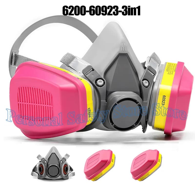 6200 Half Face Chemical Respiratory Mask with 60923 Filter for Epoxy Resin Dust Covering for Organic Vapours