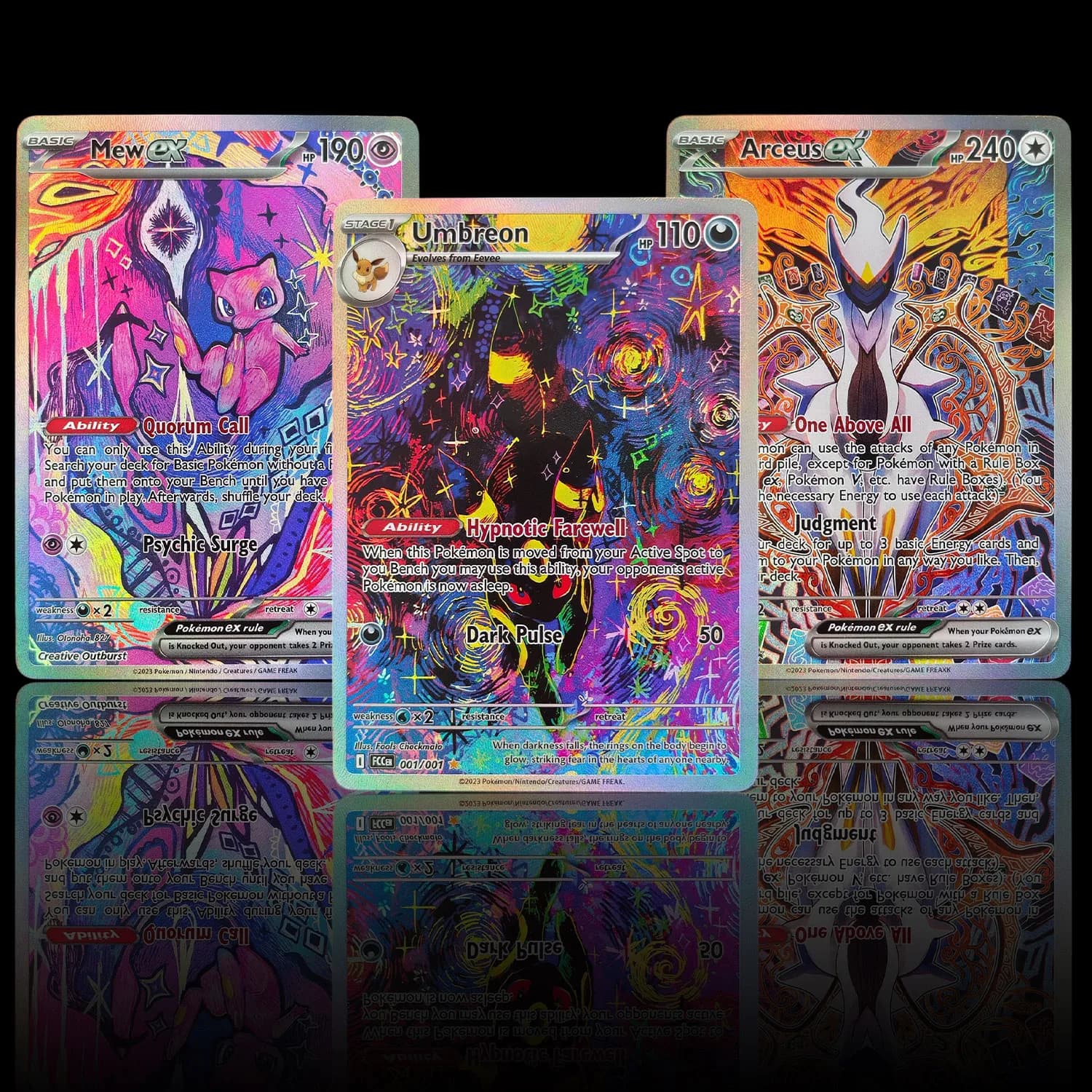 Self Made Version Pokemon Painted style Mew Arceus Umbreon Miraidon Trainer English Lillie Marnie Game Collection Card Toy