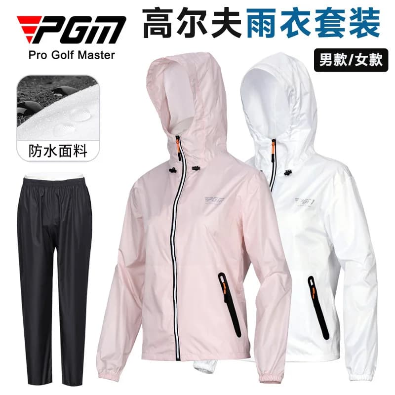 Completo Impermeabile 2027PGM Unisex, Giacca e Pantaloni Antipioggia, Protezione Completa dal Tempesta, Impermeabile con Cappuccio e Pantaloni Lunghi per Golf