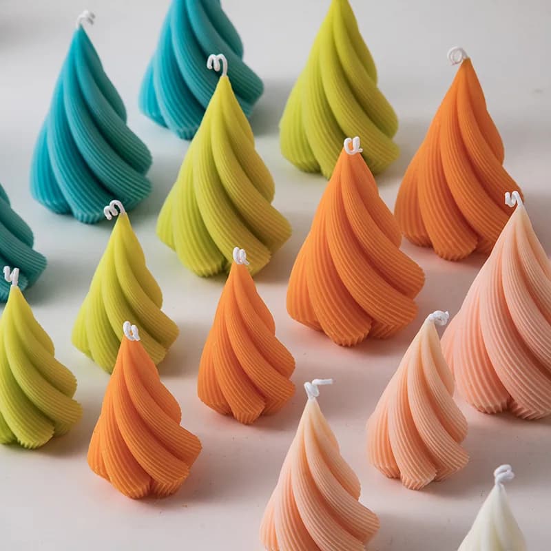 Rotary Cone Candle Mold DIY Christmas Tree Geometric Striped Soap Aromatherapy Resin Plaster Making Mould Home Decor Gift