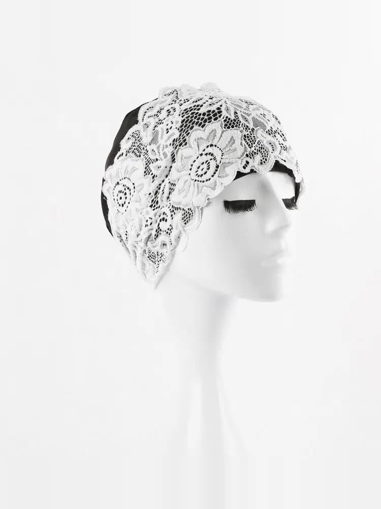 Nuovo Cuffia da Nuoto in Pizzo alla Moda di Grandi Dimensioni per Donne con Capelli Lunghi, Impermeabile, Nera, Non Stringente, Termica per Spa