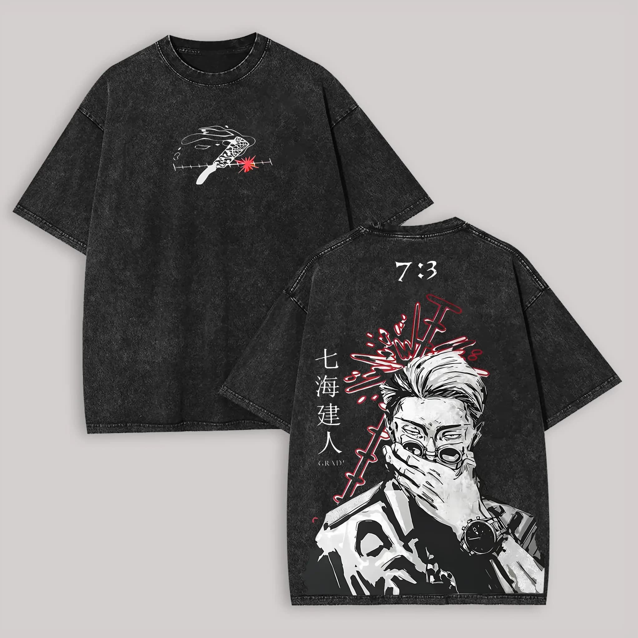 T-shirt Anime Jujutsu Kaisen Nanami Kento, Maglietta Oversize Lavata, Abbigliamento Unisex, Manica Corta in Puro Cotone
