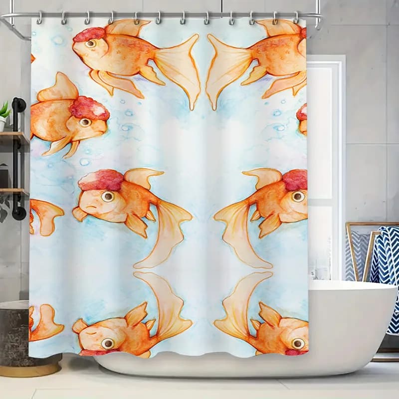 Illumina il tuo bagno con questa elegante tenda da doccia caratterizzata da un motivo a pesci rossi Perfetta per aggiungere un tocco di fascino