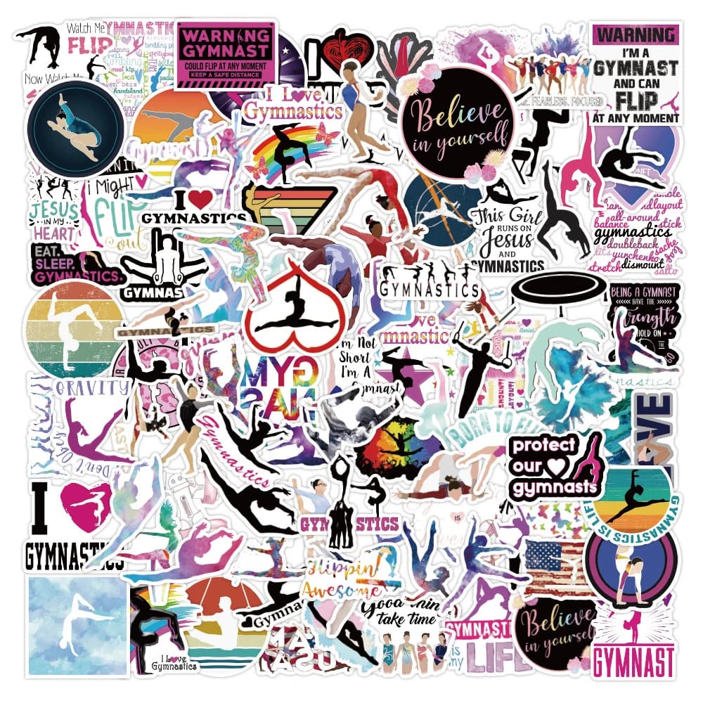 10/30/50/100 Pezzi Adesivi Sportivi per Ginnastica, Graffiti, Cartoni Animati, Decalcomanie Creative per Quaderni, Borracce, Telefoni, Diari, Decorazioni