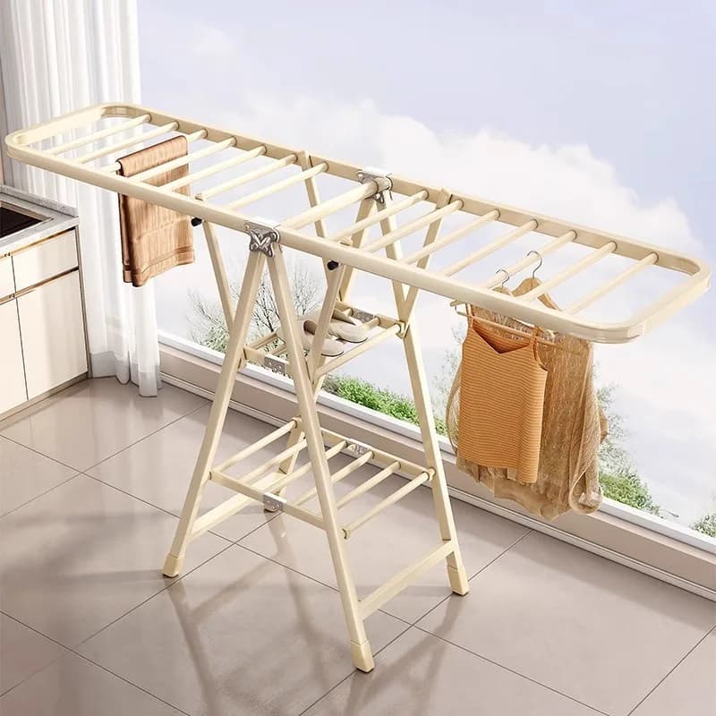 Stendibiancheria pieghevole da terra a soffitto per interni, appendiabiti rinfrescante per la casa, stendino da balcone per vestiti per bambini
