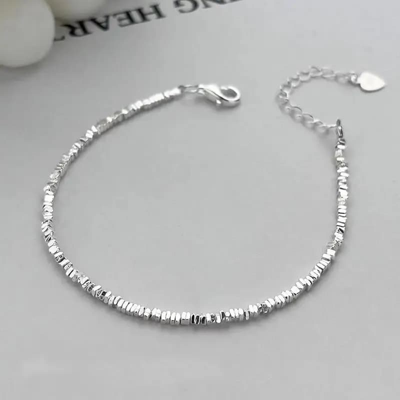 Braccialetto con Perline Geometriche Irregolari Color Argento per Donne e Ragazze, Gioielli Semplici in Stile Coreano, Regalo di Compleanno, Dropshipping