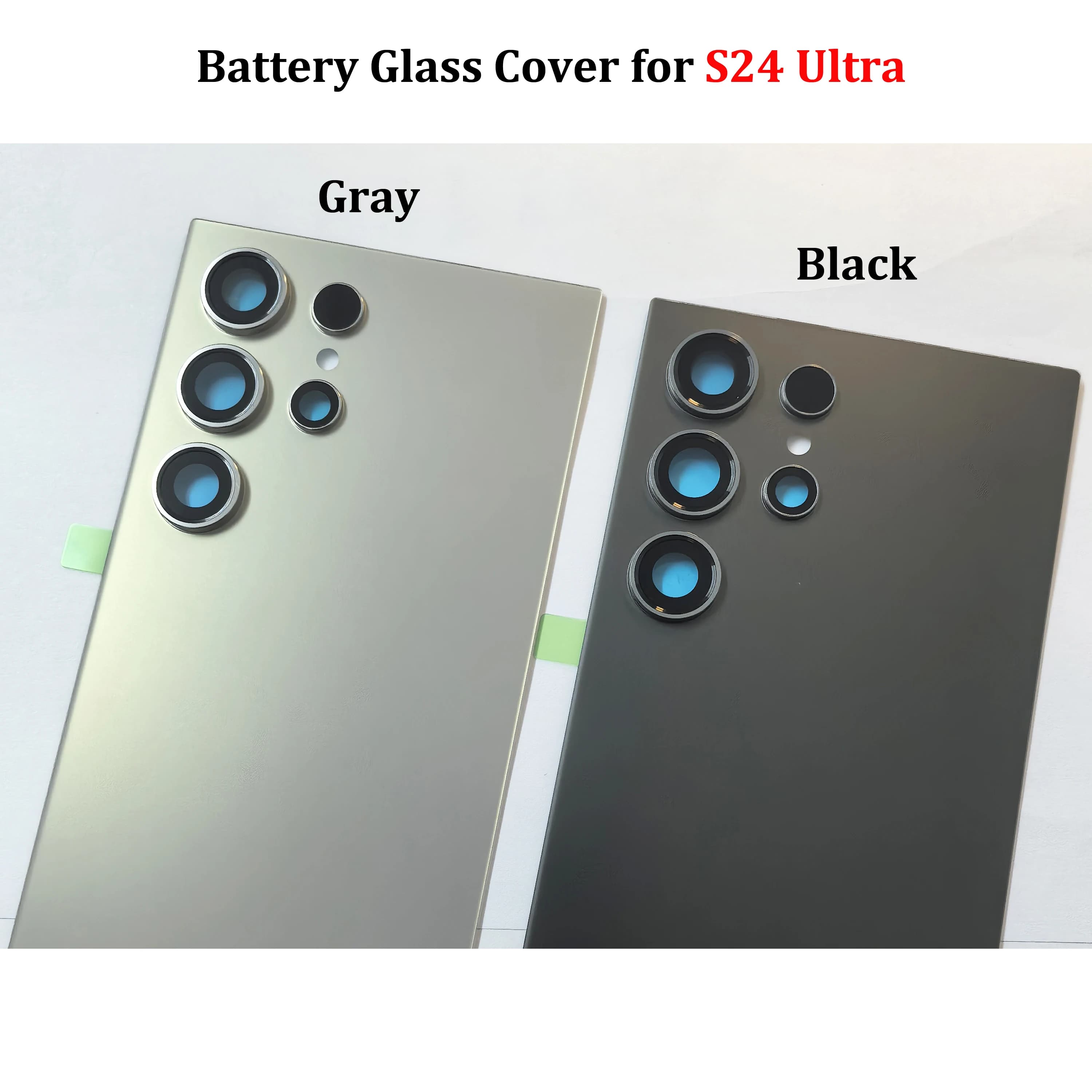 Nuovo Vetro Posteriore S24Ultra (OEM) di Ricambio per SAM-S24 Ultra S24U 5G, Coperchio Batteria, Scocca Posteriore + Lente Fotocamera + Adesivo