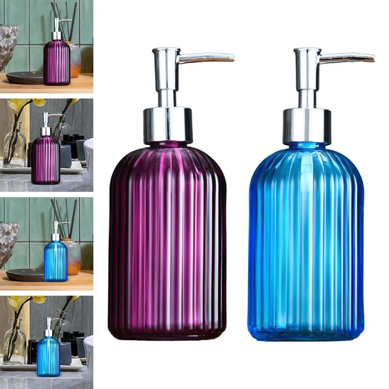 13.5oz Glass Soap Pump Leakproof Sturdy Salon Dispenser Body Wash Dispenser Refillable for Bathroom Hotel Home Kitchen Dorm