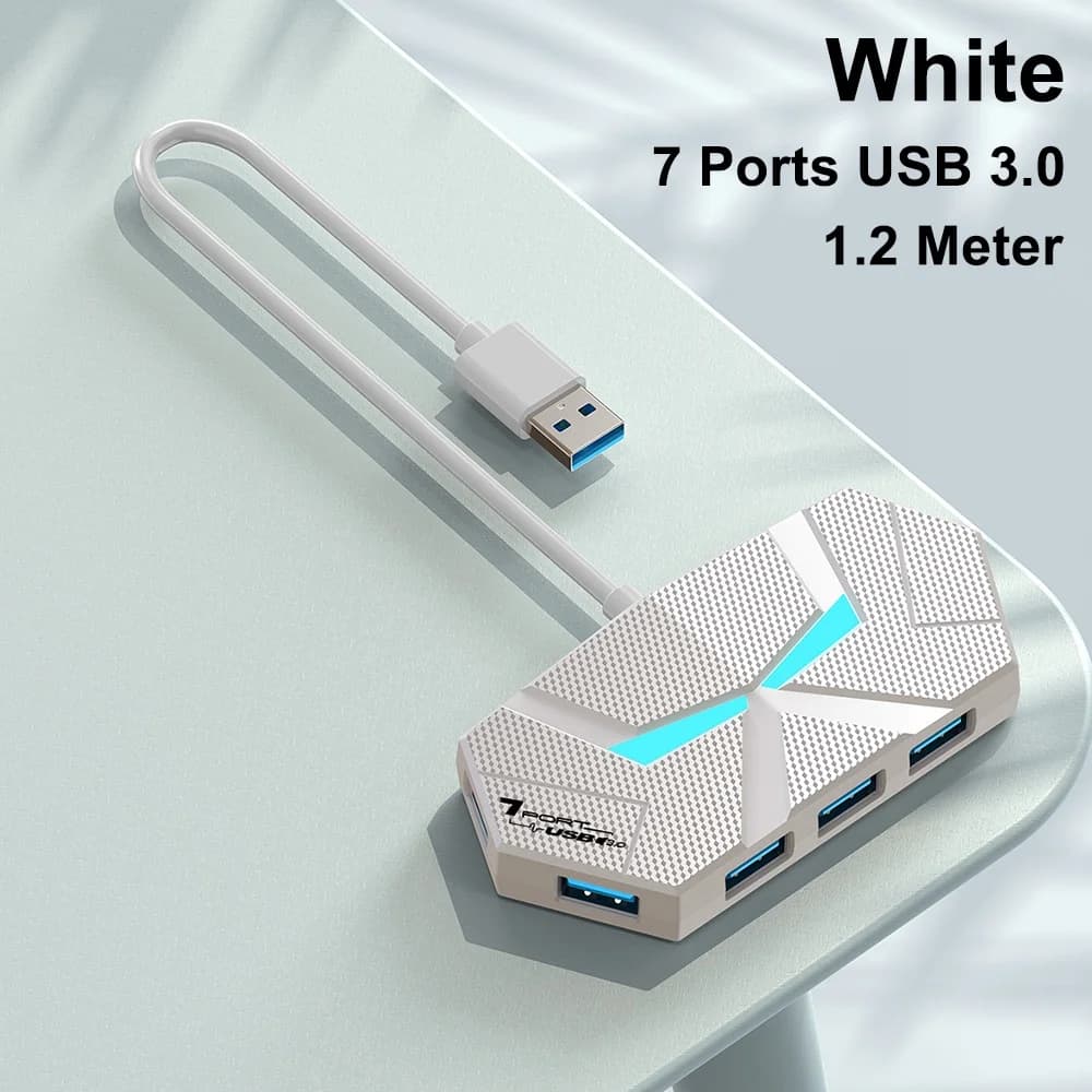 7 Ports USB 3.0 HUB 5Gbps USB Docking Station USB HUB USB Splitter OTG Adapter with TYPE C Power Port For PC Laptop Macbook