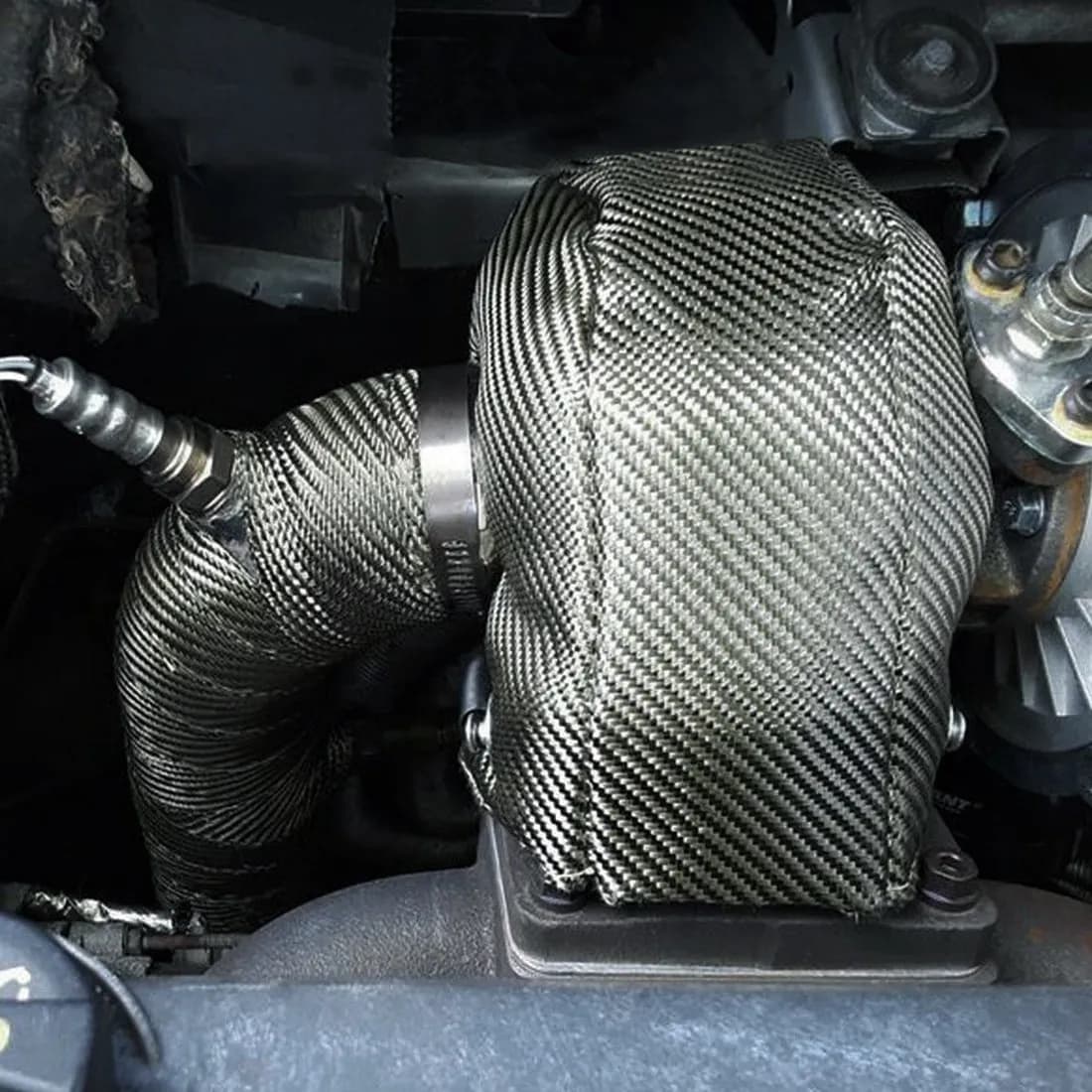 AB96-Racing Turbo Blanket Heat Shield Cover With Locking Spring