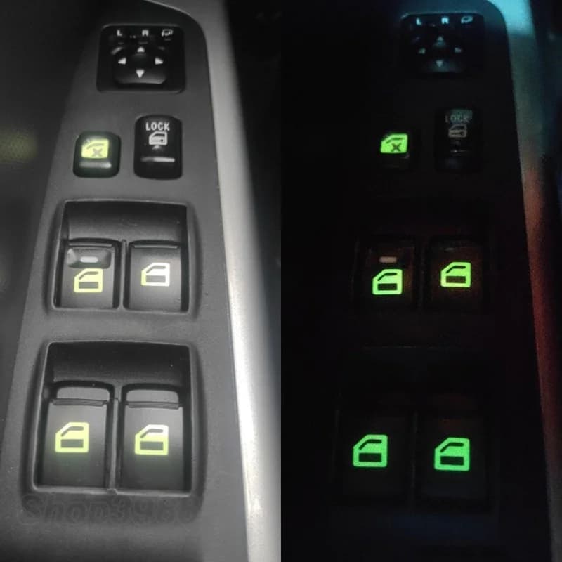 Adesivi per interni Auto accessori per Auto pulsante finestra Auto adesivo luminoso interruttore sollevatore decalcomanie fluorescenti notturne