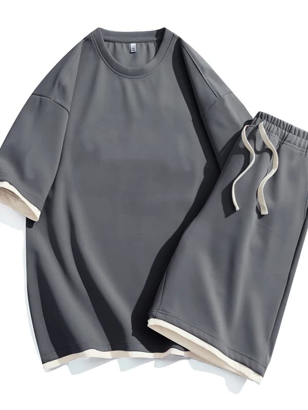 Set di abbigliamento sportivo casual estivo per adolescenti, t-shirt a maniche corte e pantaloncini, marca alla moda, leggero, comodo e traspirante