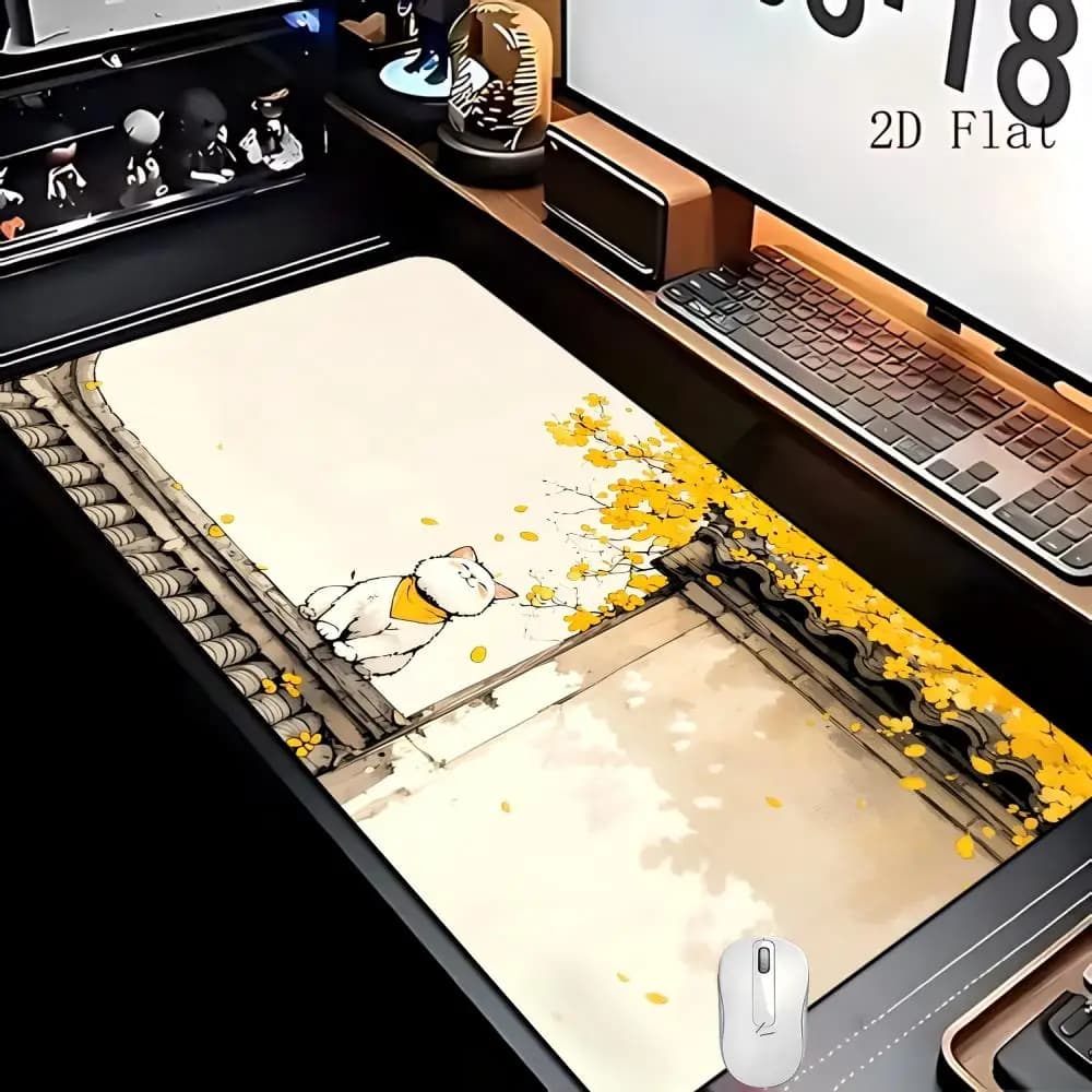 Tappetino per mouse XXL Gatto carino sul tetto Tappetini per mouse da gioco di grandi dimensioni Cuscino da tavolo antiscivolo Accessori per ufficio Tappetino per laptop Tappetino per tablet PC Playmat