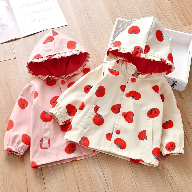 2-6 Years Girls Jacket Spring Autumn Fashion Printed Princess Windbreaker Outerwear Hooded Baby Coats Birthday Gift Kids Clothes
