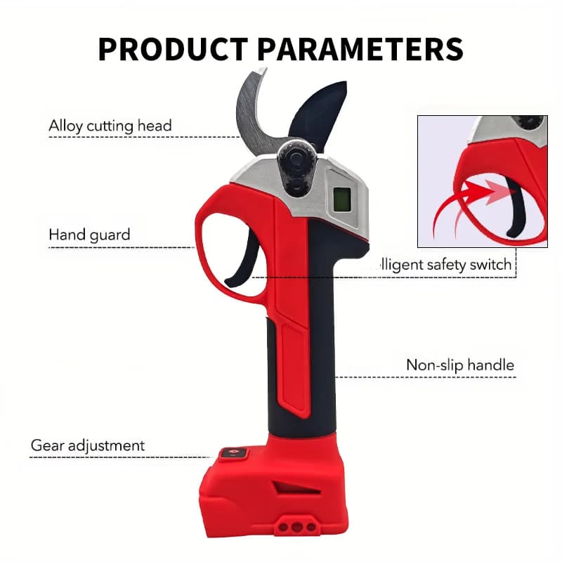 Forbici Elettriche Senza Spazzole con Display Digitale, Cesoie per Potatura Compatibili con Batteria Milwaukee 18V, Batteria Non Inclusa