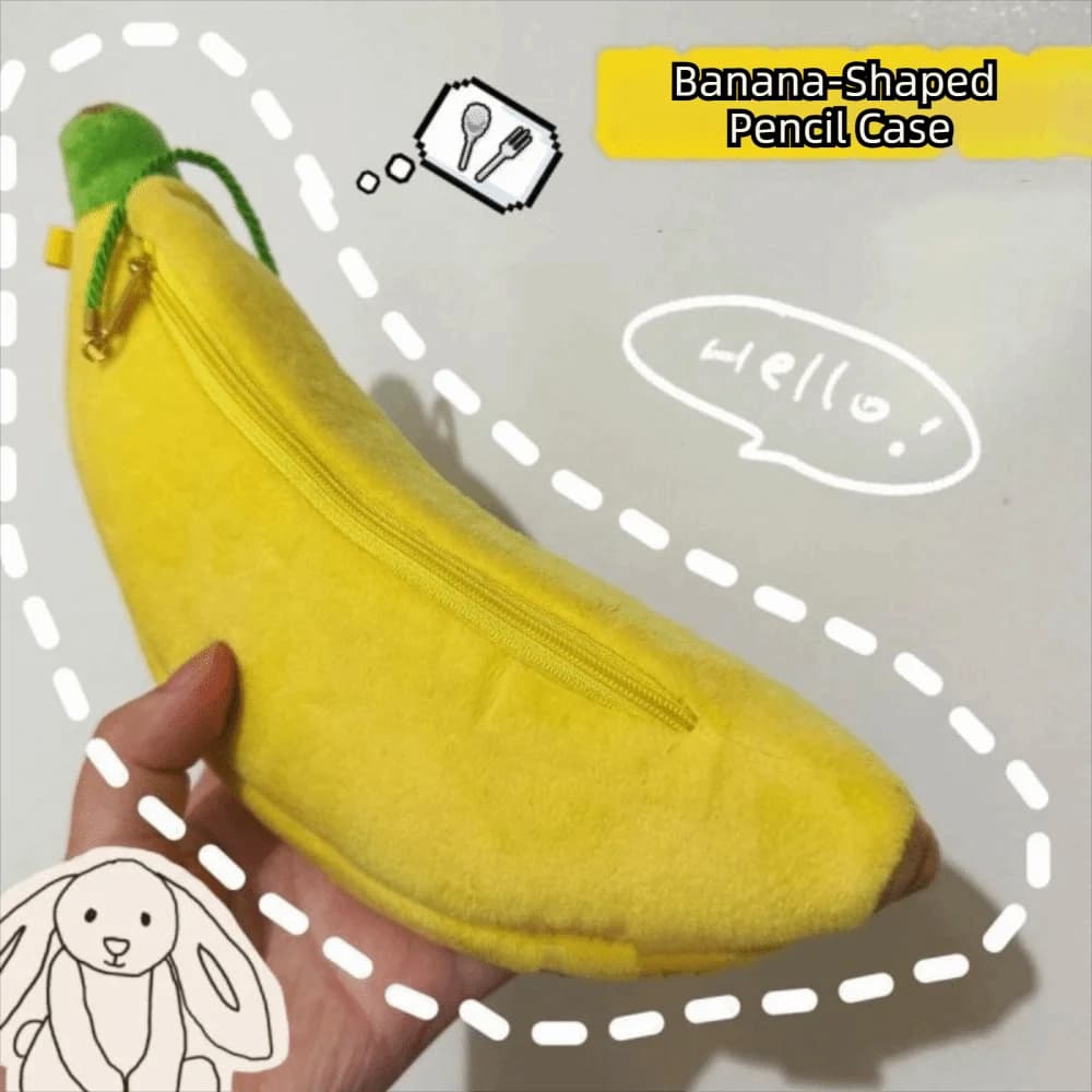Astuccio a Forma di Banana, Portapenne da Scrivania di Grande Capacità, Borsa per Penne in Stile Coreano, Carina Custodia per Cancelleria in Tessuto