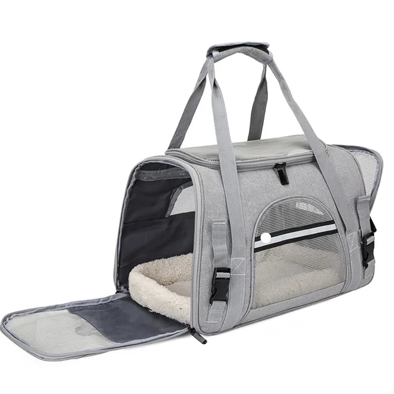 Borsa da trasporto per gatti a spalla traspirante, borsa da viaggio portatile per piccoli animali domestici con borsa da trasporto per animali domestici con imbottitura inferiore in peluche per esterni