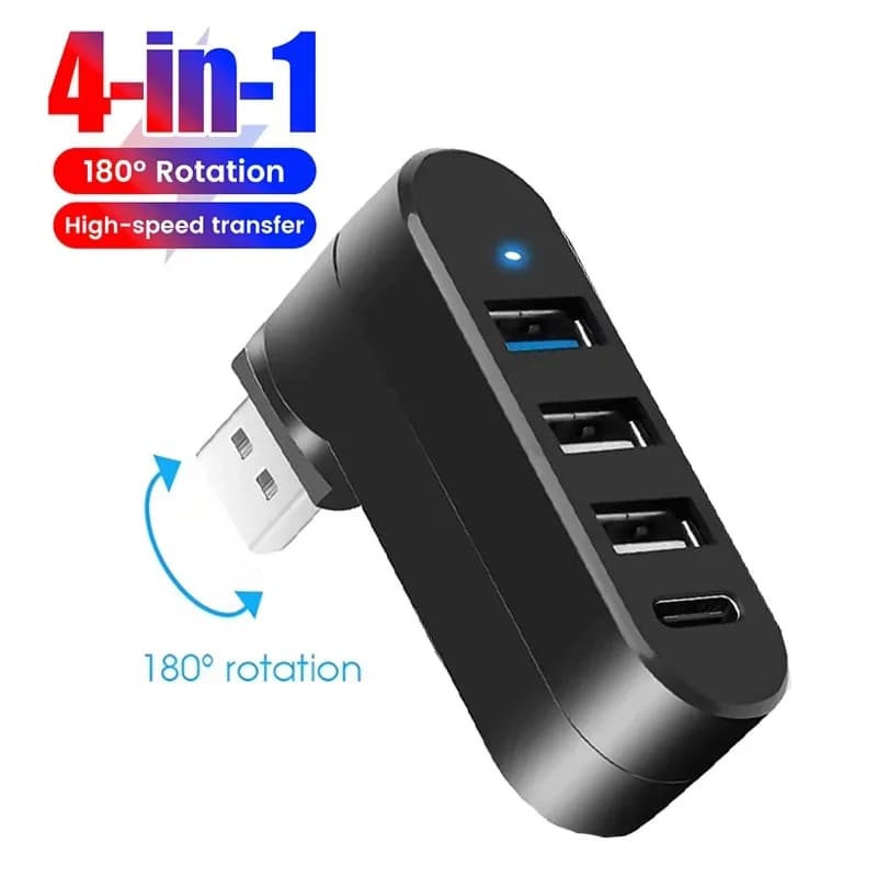 4 Port Multi USB 2.0 HUB Mini USB Hub 180° Rotate Reader High Speed Splitter Adapter For Laptop Notebook PC Computer Accessories