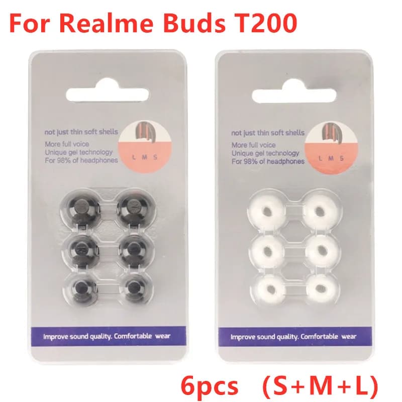 6 pcs Headset Silicone Case For Realme Buds T200 Auricular Bearings Wireless Headset In-Ear Headsets For Acrylic Auricular Covers