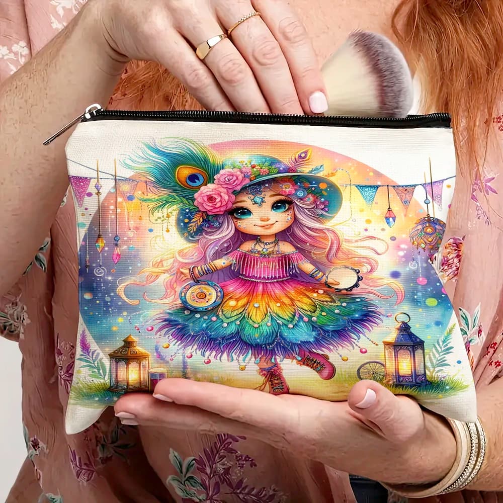 Casual Cartoon Festival Celebrazione Portafoglio per bambini Borsa da viaggio per signora Borsa per trucco per ragazza Borsa con cerniera Doppia stampa Borse per cosmetici da donna