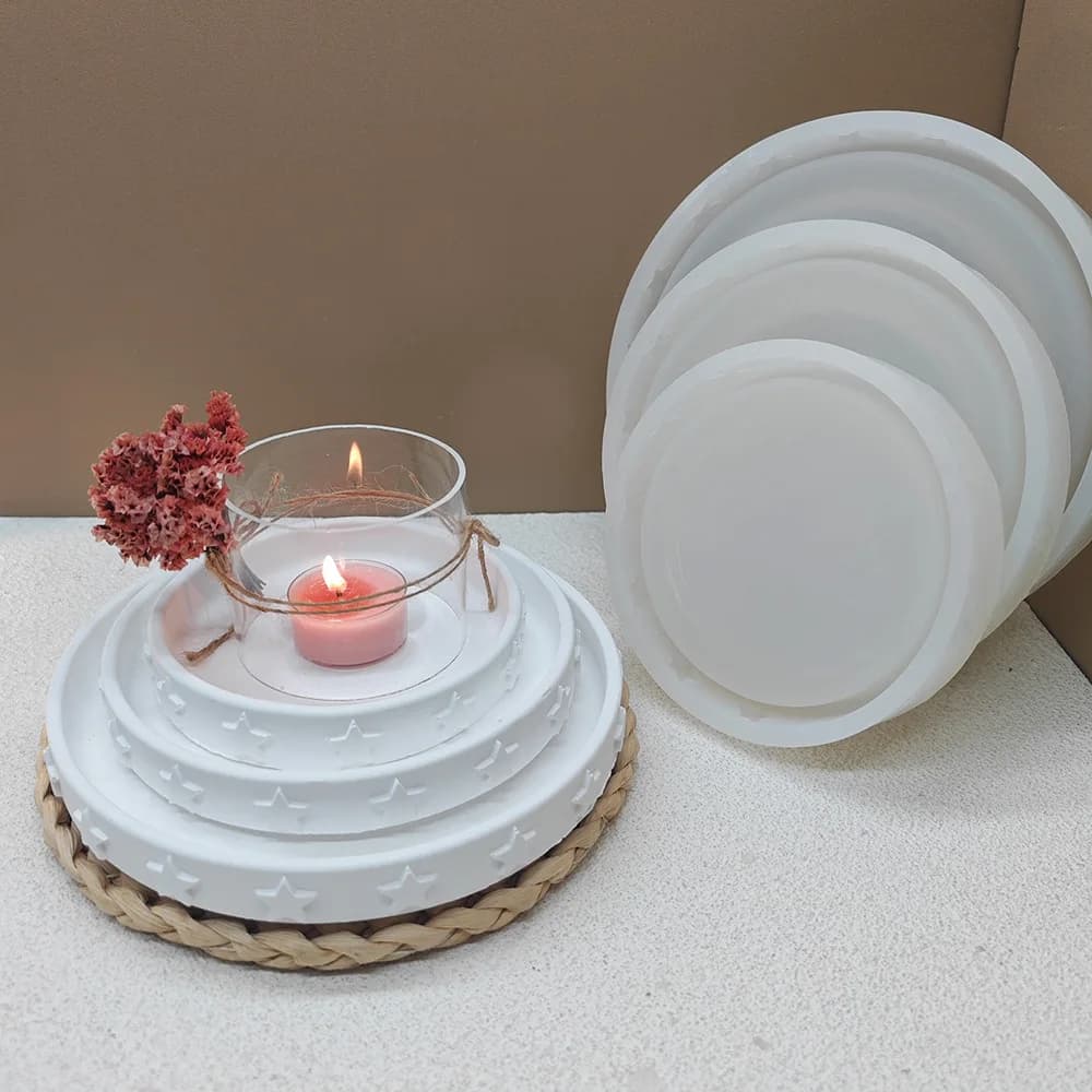 Multi Size Star Tray Decorative Plaster Mold Handmade Concrete Tray Molds Church Candle Holders Handmade Moulds