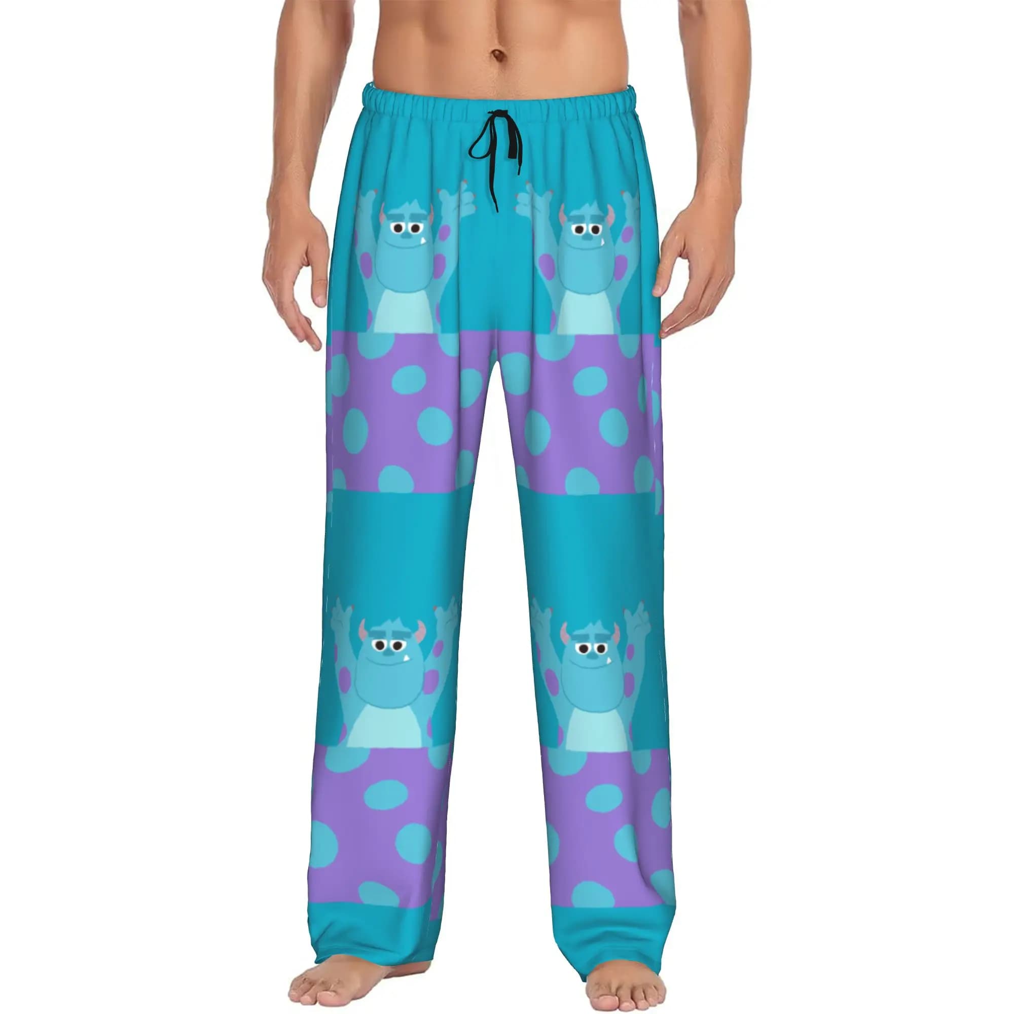 Custom M-Monsters Anime University Pajama Pants Men's Sleepwear Lounge Sleep Bottoms Stretch with Pockets