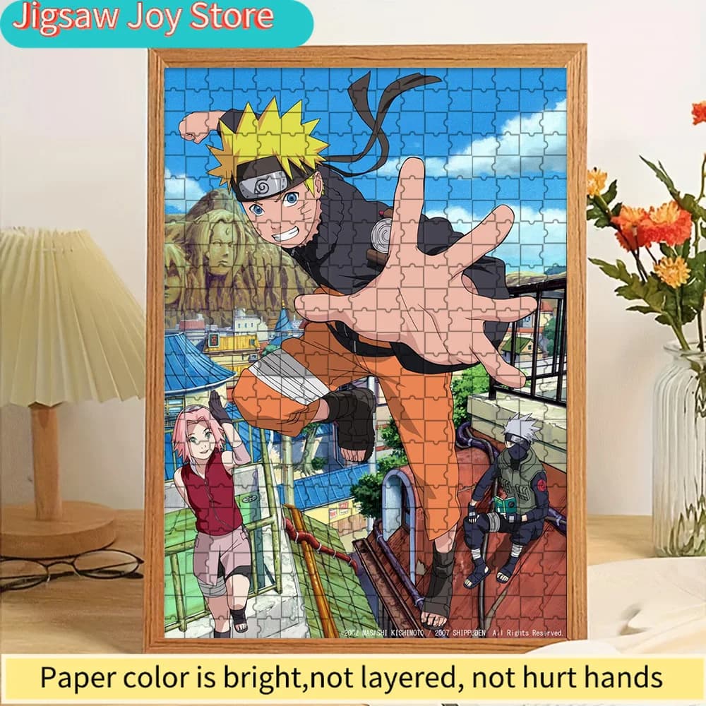 Puzzle di carta Naruto Team 7 Konoha Village, puzzle di carta artistica classico con squadra di ninja dell'anime, gioco interattivo per famiglie e collezione