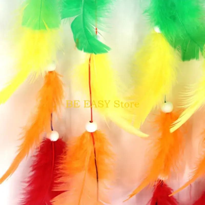 E28F Dream Catcher Colorful Dreamcatchers Handmade Rainbow Traditional Feather Hangin