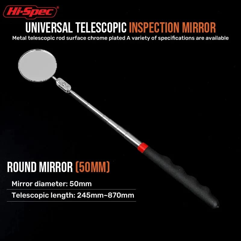 Rotating Telescopic Inspection Mirror, Extensible Round Mirror for Auto Repair, Manual Detection Tool