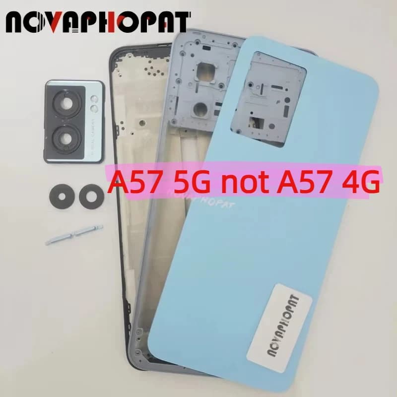 LCD Faceplate Frame Middle Bezel For Oppo A57 5G Battery Cover Back Rear Door Full Housing Camera Glass Lens Side Key Button