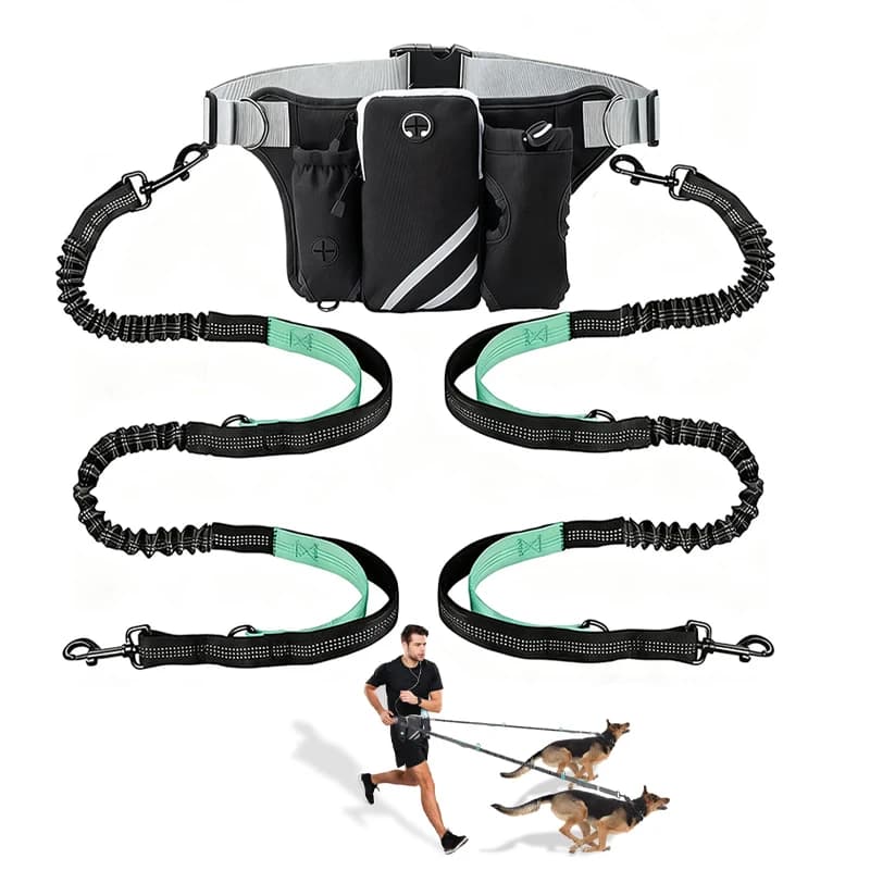 Adjustable Waist Belt and Guinzaglio Retractable for Dogs, Reflective, for Race, Walks and Excursions