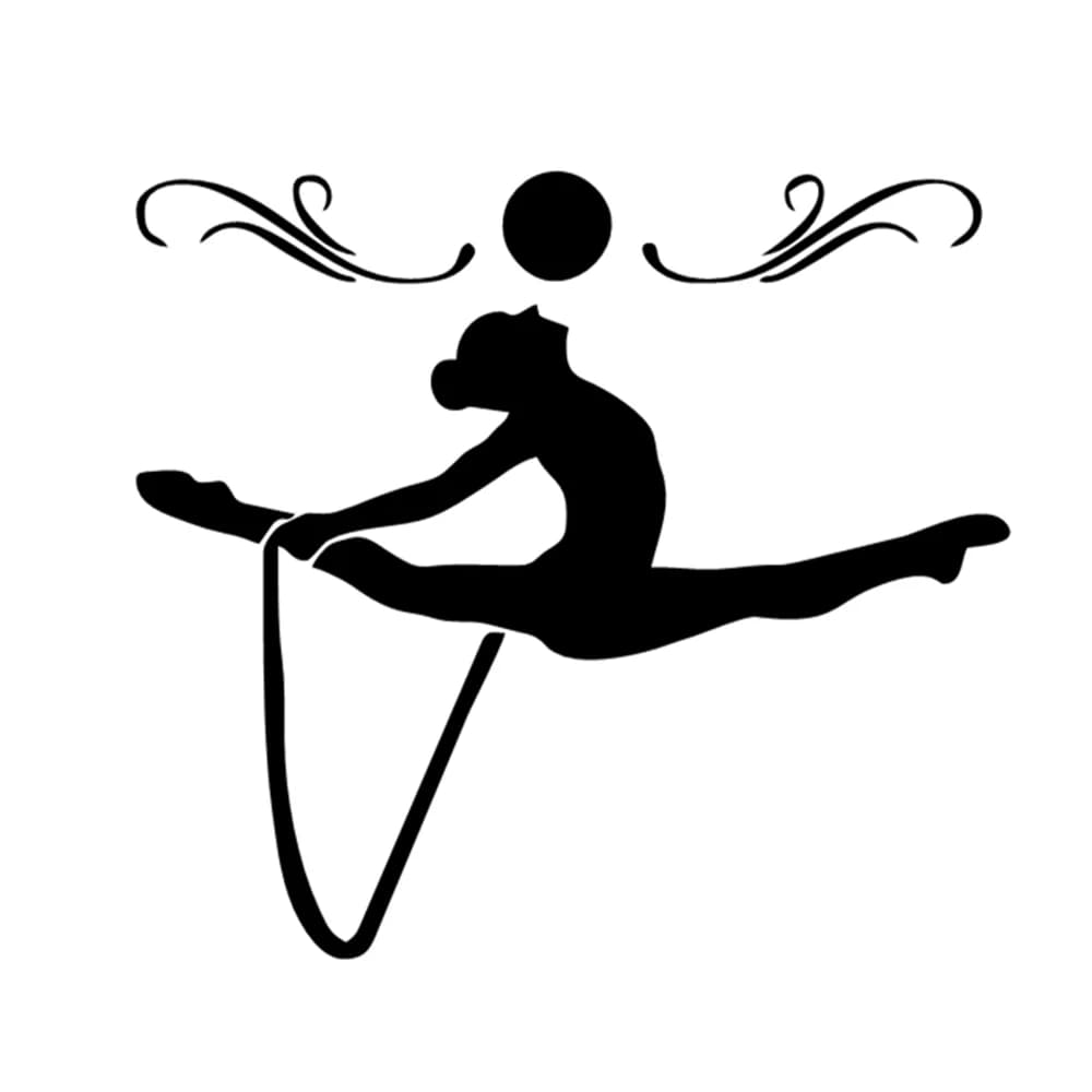 13.6X12.3CM Gymnastics Silhouette Decalcomania Adhesive Vinyl Waterproof Removable for Laptop Auto Window Water Bottle Yoga Zerbino Sport