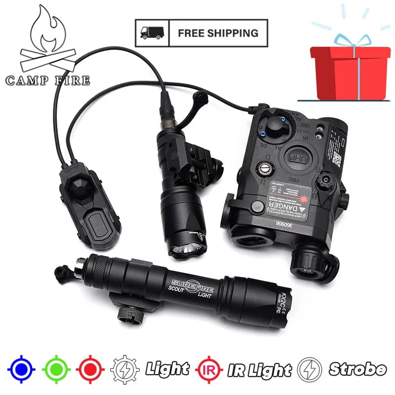 Kit Tattico WADSN PEQ-15 con Laser Rosso Verde Blu, Illuminatore IR, Torcia M300A M600C, Interruttore AXON per Airsoft, Compatibile con Binario Picatinny 20mm
