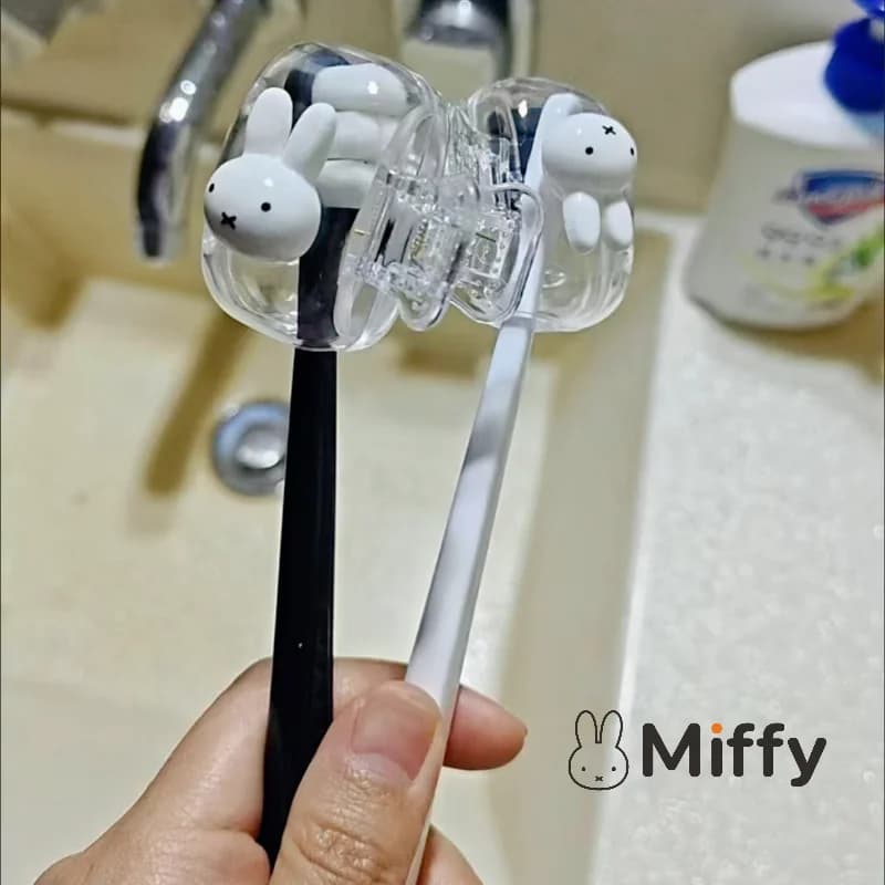 Kawaii Miffy 3D Toothbrush Cover Clip Portable Travel Holder Storage Box Character Design Household Bathroom Organizer Daily Use