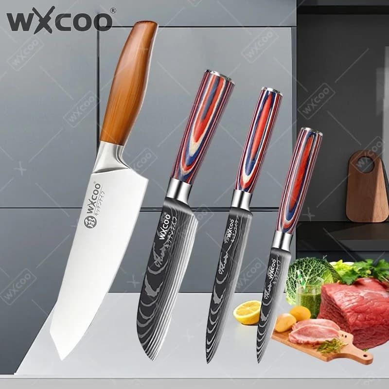 WXCOO Coltello da Cucina Giapponese Professionale Ultra-Affilato per Affettare Salmone, Sashimi, Carne, Coltello da Chef in Acciaio Inossidabile per Pesca
