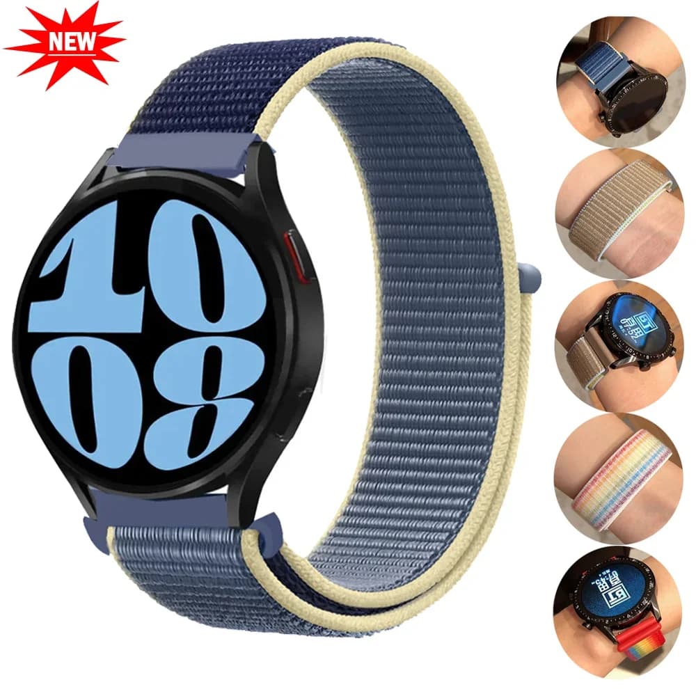 Nylon loop Band For Samsung Galaxy watch 6/5-pro/4/Classic/Active 2 20mm/22mm watchband Sport bracelet huawei gt 4-3-2-2e strap