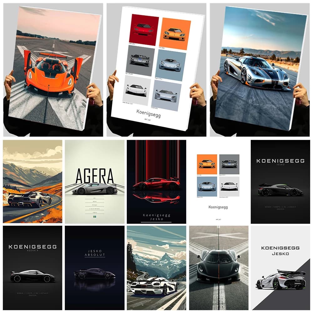Koenigsegg Prints Posters Classic Car Custom Canvas Painting Wall Art Home Decor Aesthetic Room Decoration Decorative Paintings